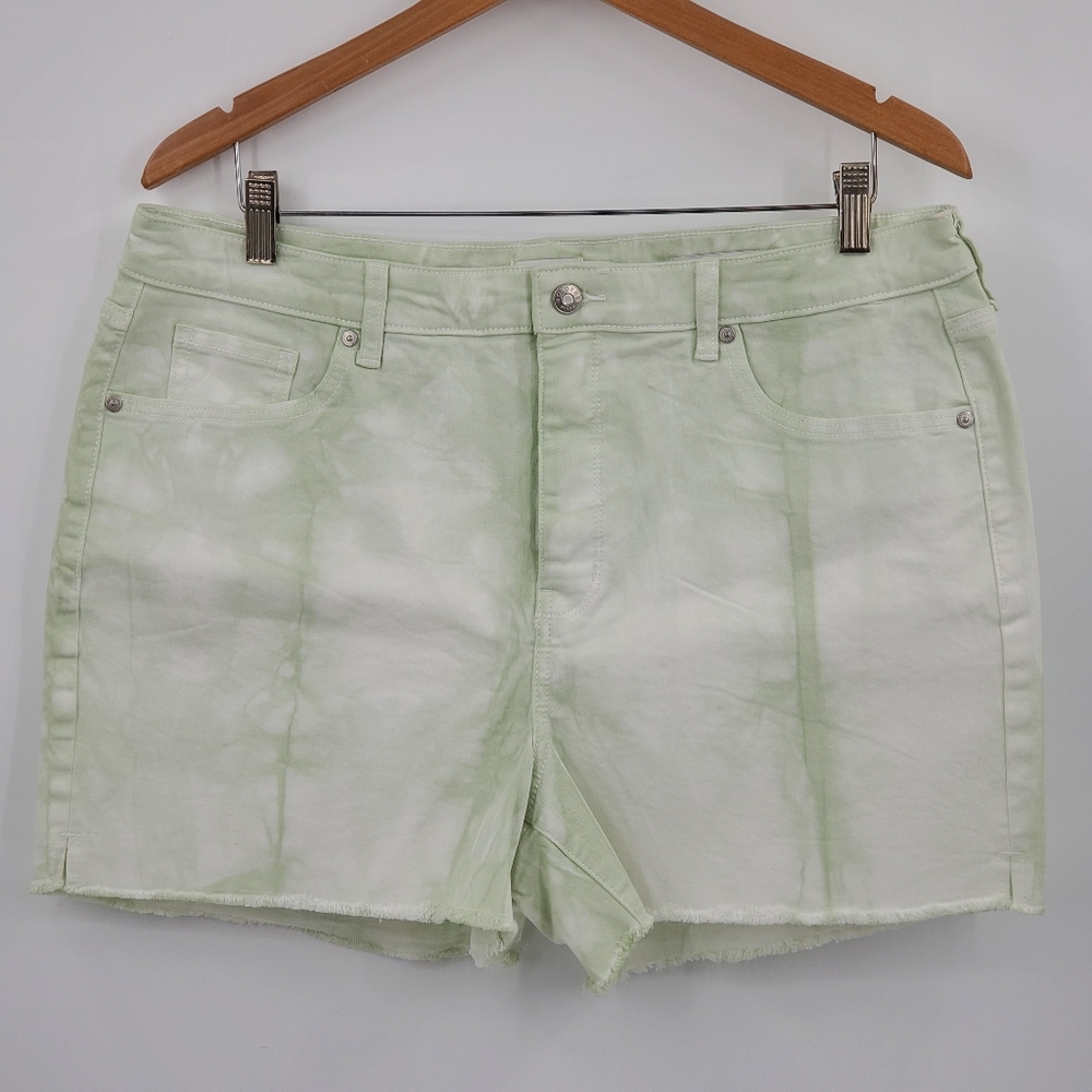 ♧♧ Wonderly High-Rise Tie Dye Womens Shorts Green White Size 16